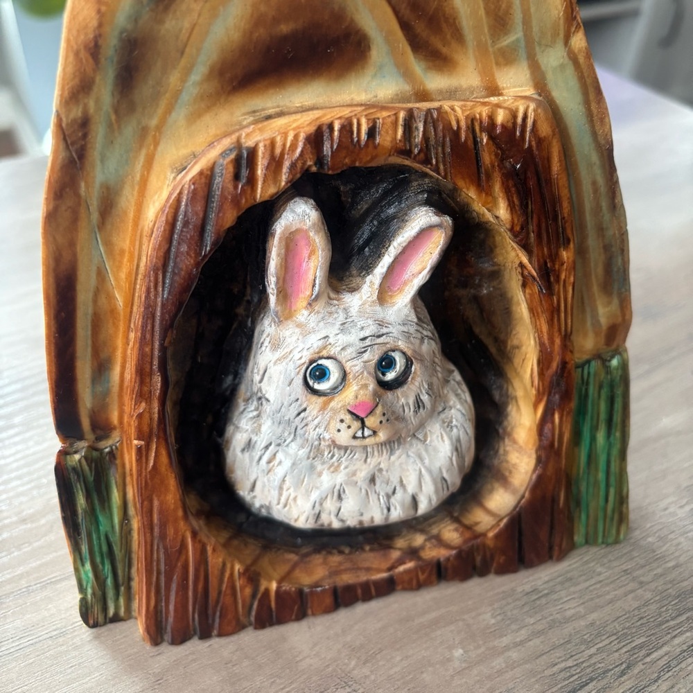 Adorable Hand Carved and Painted Bunny Rabbit. One of A Kind. Signed by Artist!